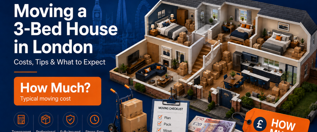 Planning a 3-bedroom house move in London? Find out how much it costs in 2026, how to plan the day properly, and what London-specific complications to prepare for.